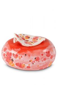 Mini urna cerámica para cenizas 'Flor de lirio' rojo