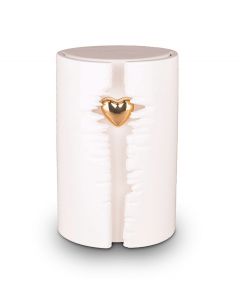 Ceramic funeral urn with LED light