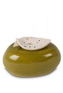 Mini urna cerámica para cenizas 'Flor de lirio' caqui