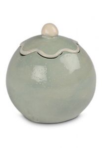 Mini urna funeraria cerámica 'Flor' verde gris